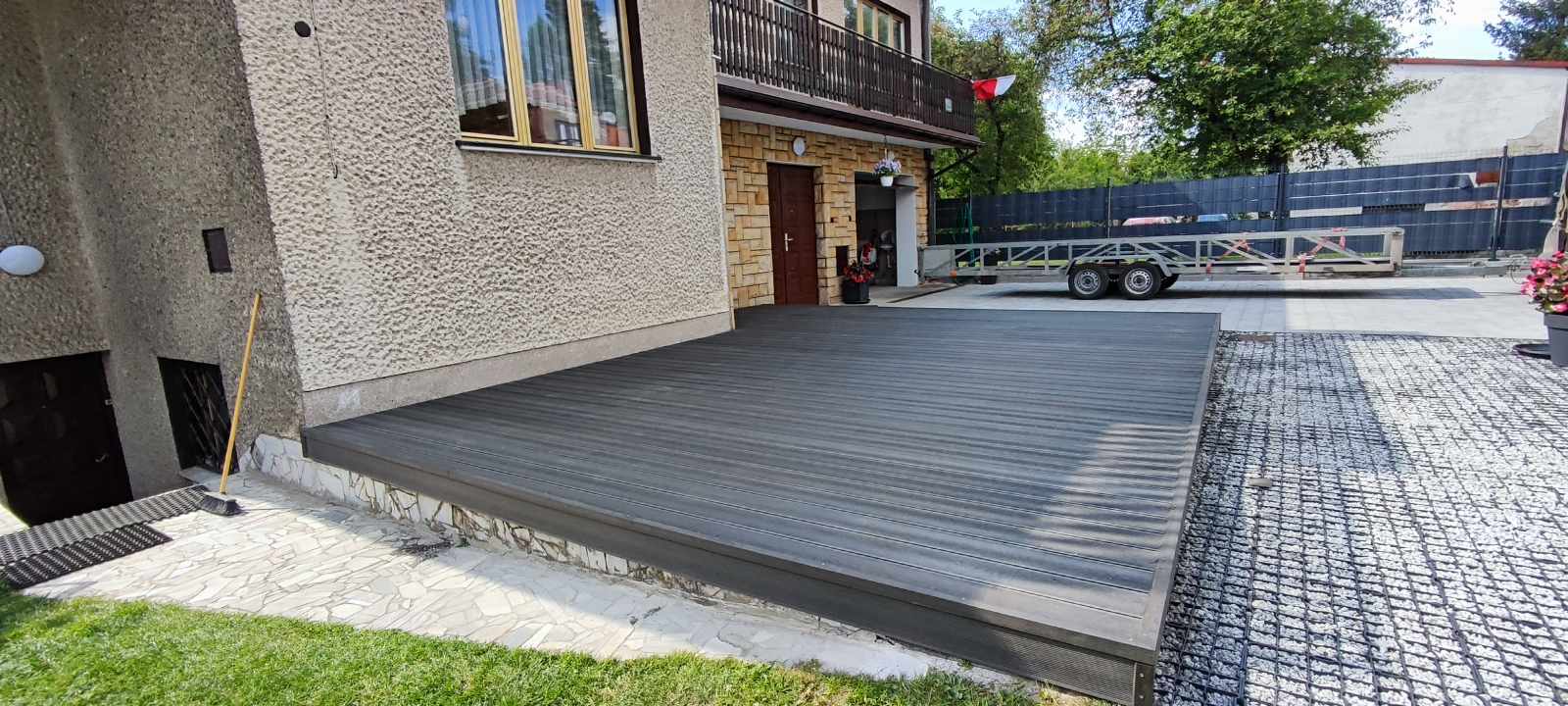 Grey decking installation